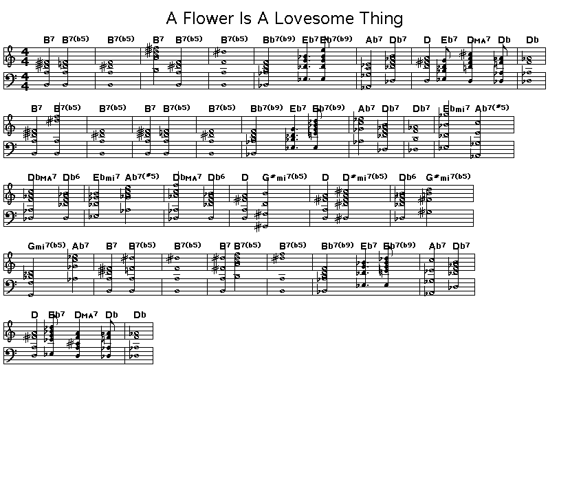 A Flower Is A Lovesome Thing, p1: Printable GIF image of the chord progression of Billy Strayhorn's "A Flower Is  A Lovesome Thing".