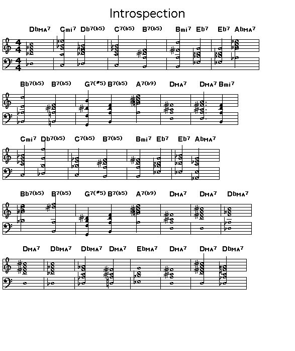 Introspection, p1: GIF image of page 1 of the score of the changes for Thelonious Monk's "Introspection".