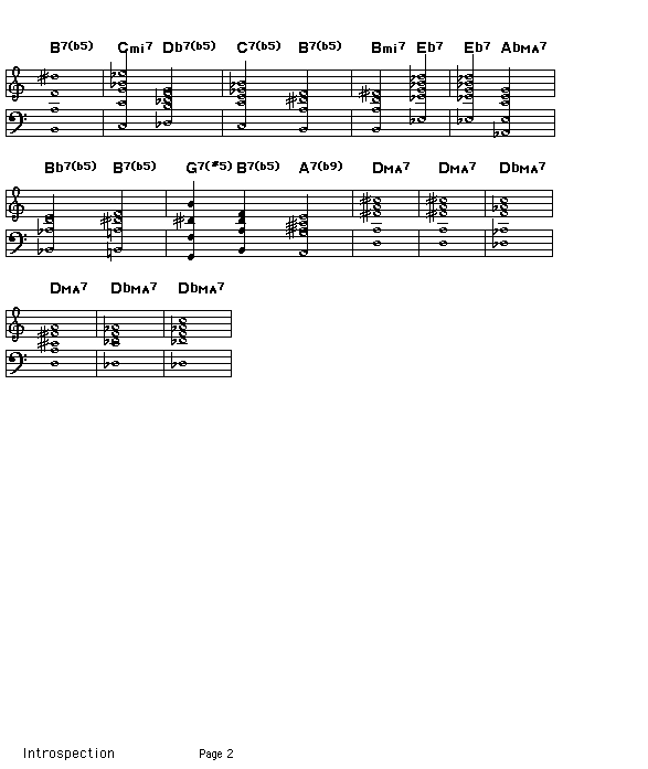 Introspection, p2: GIF image of page 2 of the score of the changes for Thelonious Monk's "Introspection".