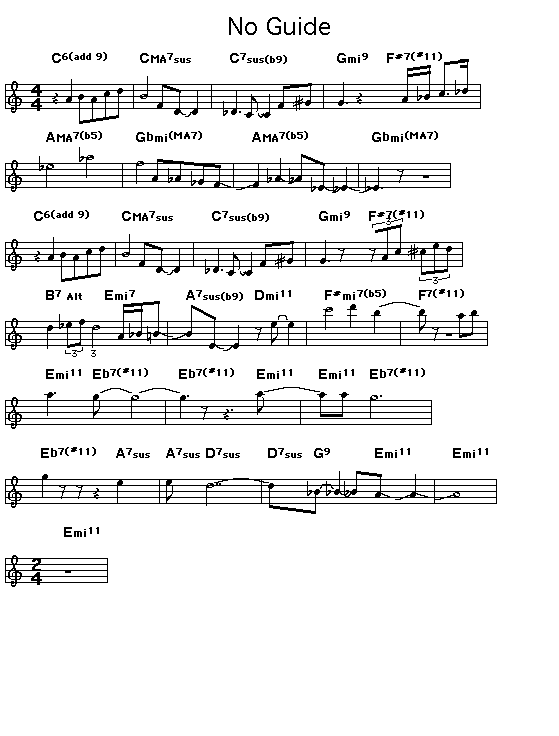 No Guide, p1: Score for "No Guide", composed by David Luebbert. ©2001, David L.Luebbert