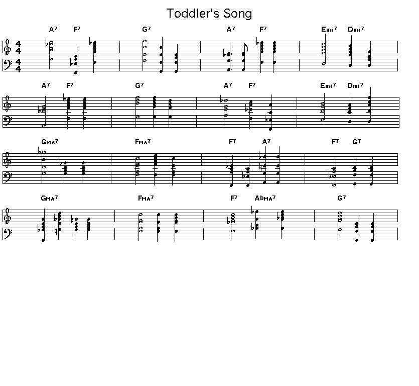 Toddler's Song - chord listing: 