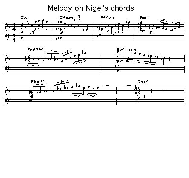 Melody on Nigel's chords: 