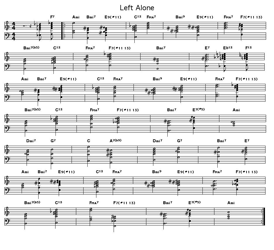 Left Alone: Chord progression for Mal Waldron's "Left Alone".