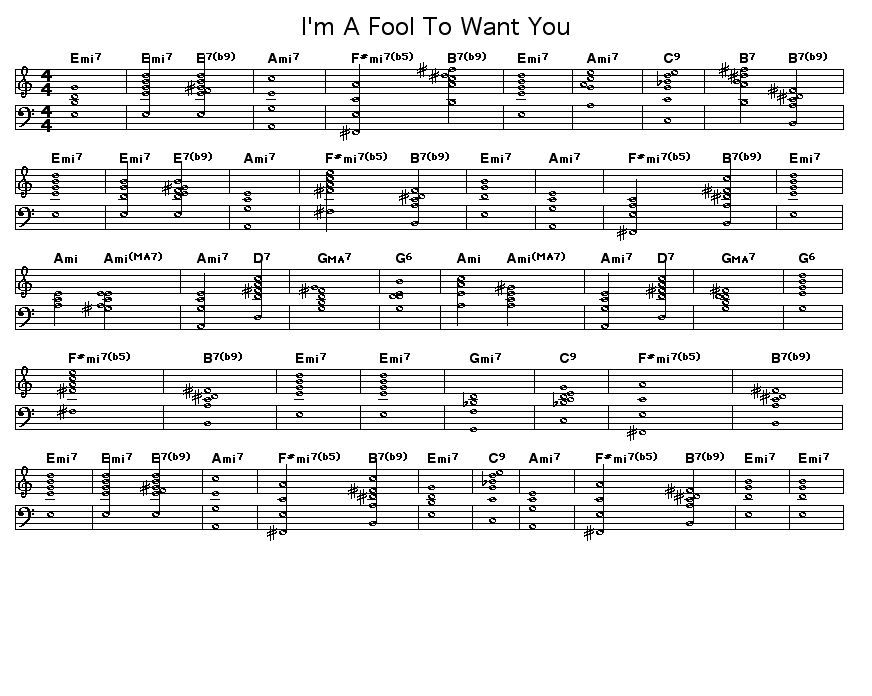 I'm A Fool To Want You: Chord progression for Wolf, Herron and Sinatra's "I'm A Fool To Want You".