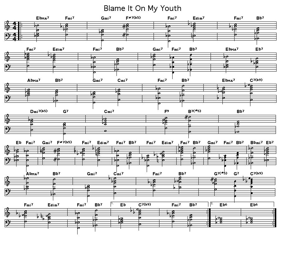Blame It On My Youth: Chord changes for Oscar Levant's "Blame It On My Youth"