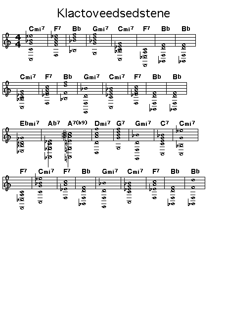 Klactovedsedstene: <P>Gif rendering of the score for the chord progression of Charlie Parker's "Klactovedsedstene".</P>
